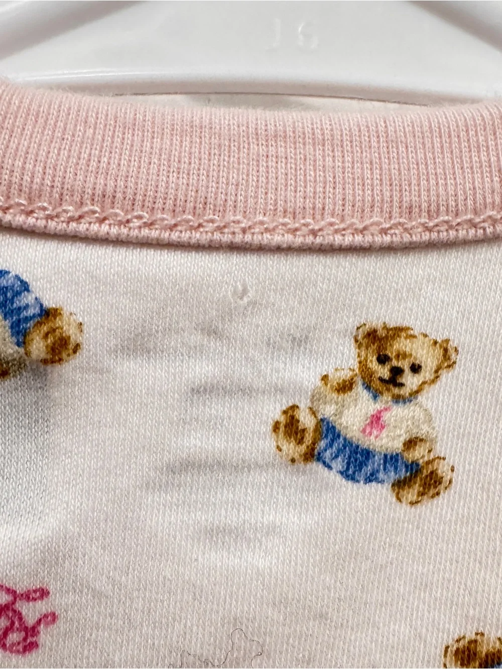 Ralph Lauren Pink Teddy-Print Footed One-Piece Baby Girl 9M